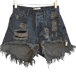One X One Teaspoon High Waist Bonita Relaxed Fit Long Rise Denim Shorts Sz 24